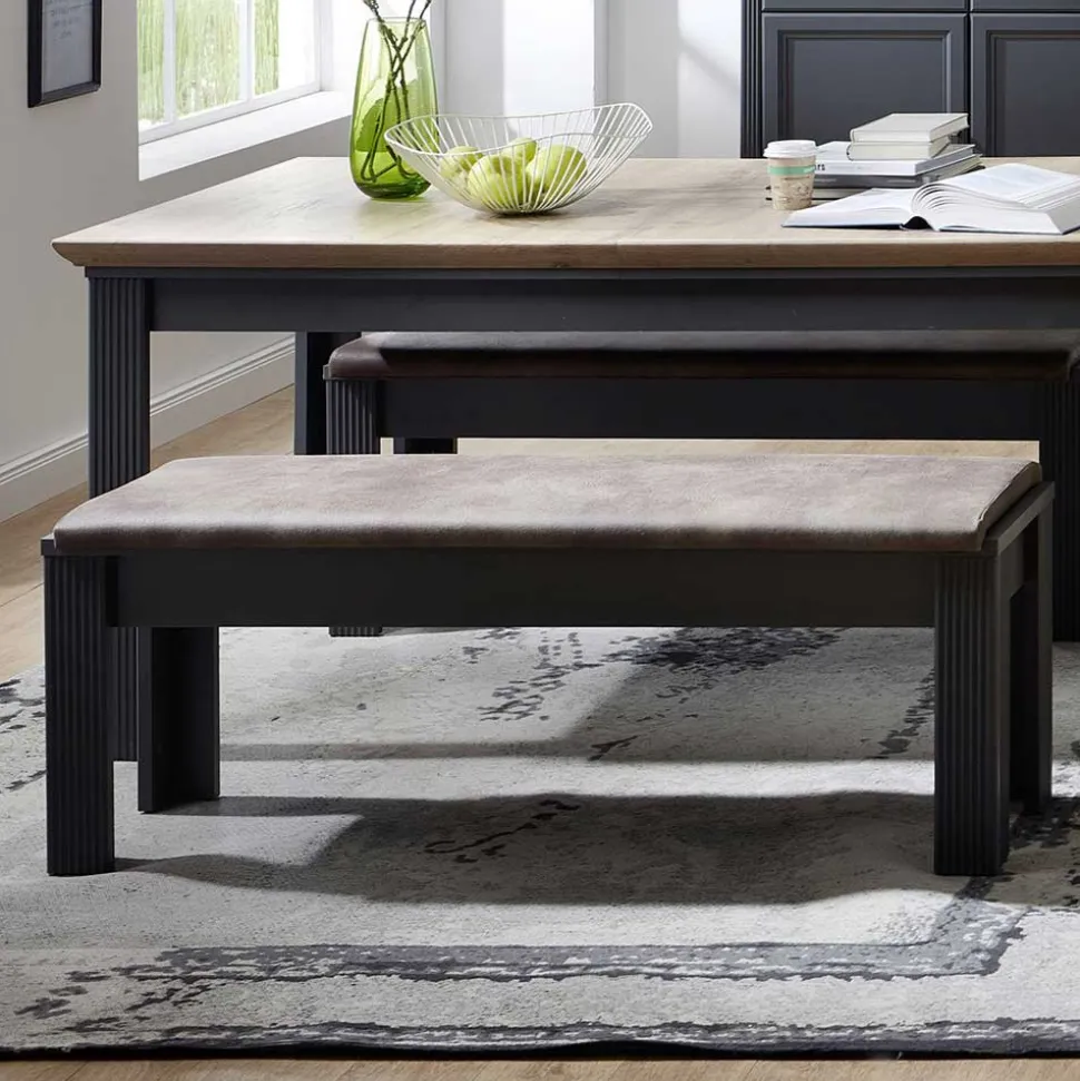 Esszimmer Landhaus Bank in Dunkelgrau - Thumbs