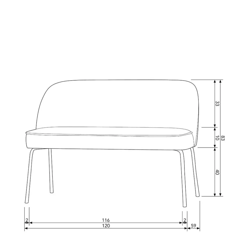 Esszimmer Polsterbank in Khaki Samt - Cuba