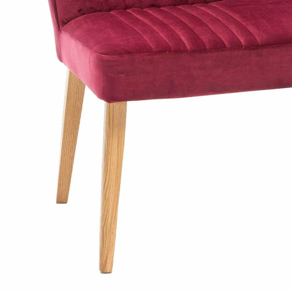 Esszimmer Polsterbank in Velours Pink Dunkel Neo & Eiche