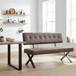 Esszimmer Sitzbank Laticio in Braun Microfaser