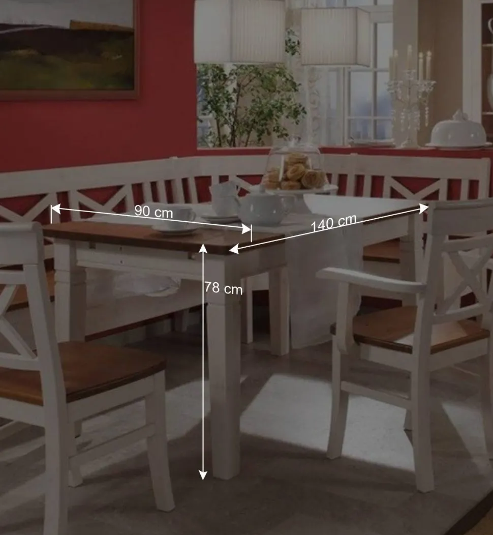 Esszimmer Sitzecke Barlad in Weiß Bernstein (vierteilig)