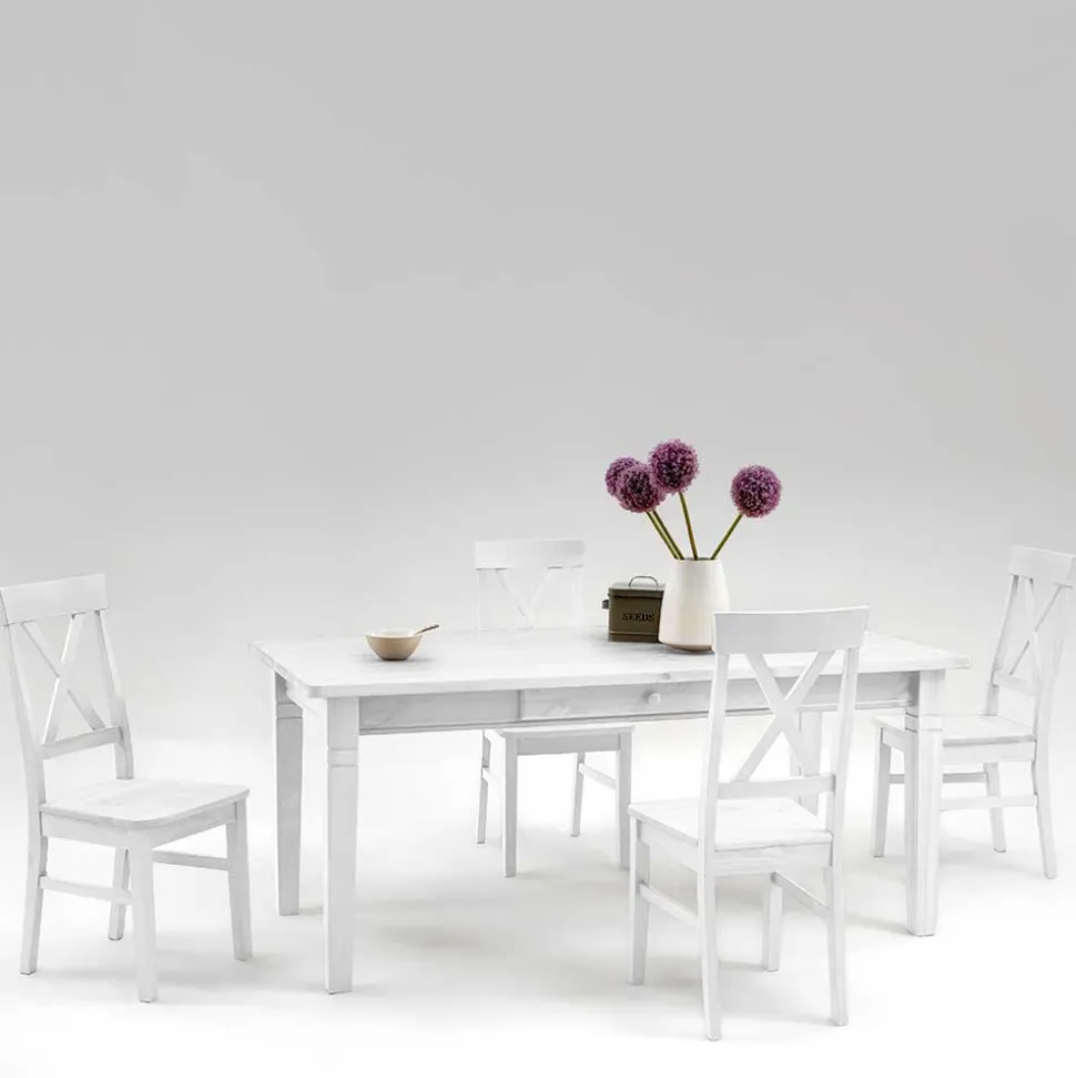 Esszimmer Sitzgruppe Onesti im skandinavischen Landhausstil (fünfteilig)