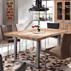 Esszimmer Tisch mit Teak Altholz Platte - Malaya