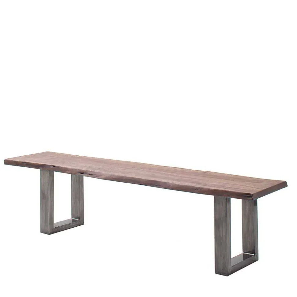 Esszimmerbank in Walnuss Braun mit Altsilber - This