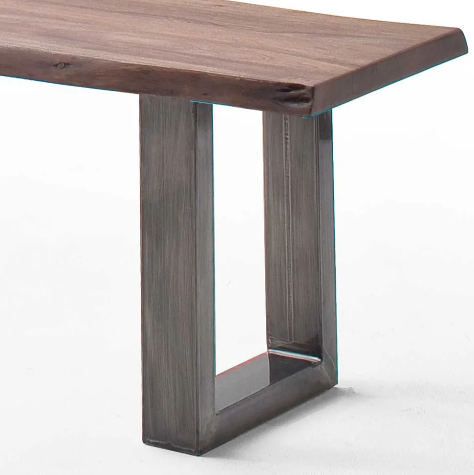 Esszimmerbank in Walnuss Braun mit Altsilber - This