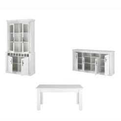 Esszimmereinrichtung in weißer Holzoptik Pinie - Liancos (dreiteilig)