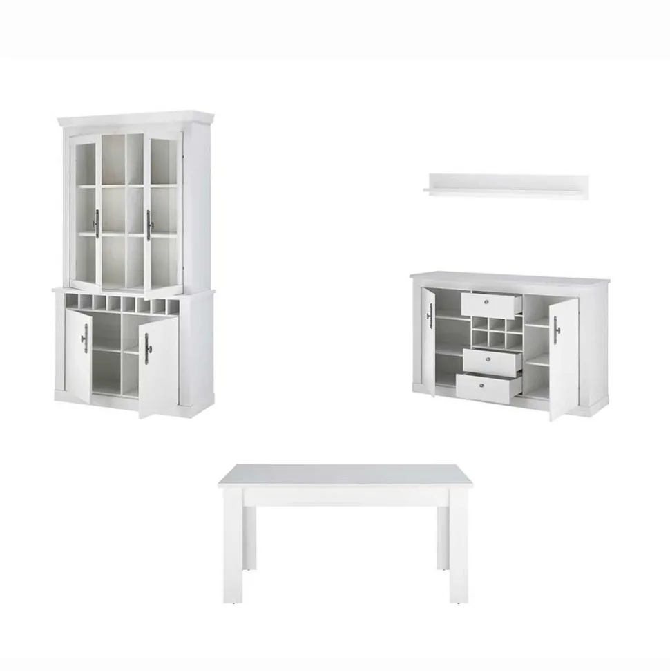 Esszimmermöbel Kombi in weißer Holzoptik Pinie - Liancos (vierteilig)