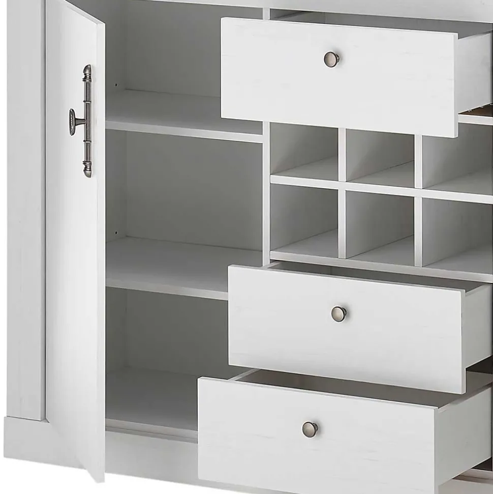 Esszimmermöbel Kombi in weißer Holzoptik Pinie - Liancos (vierteilig)