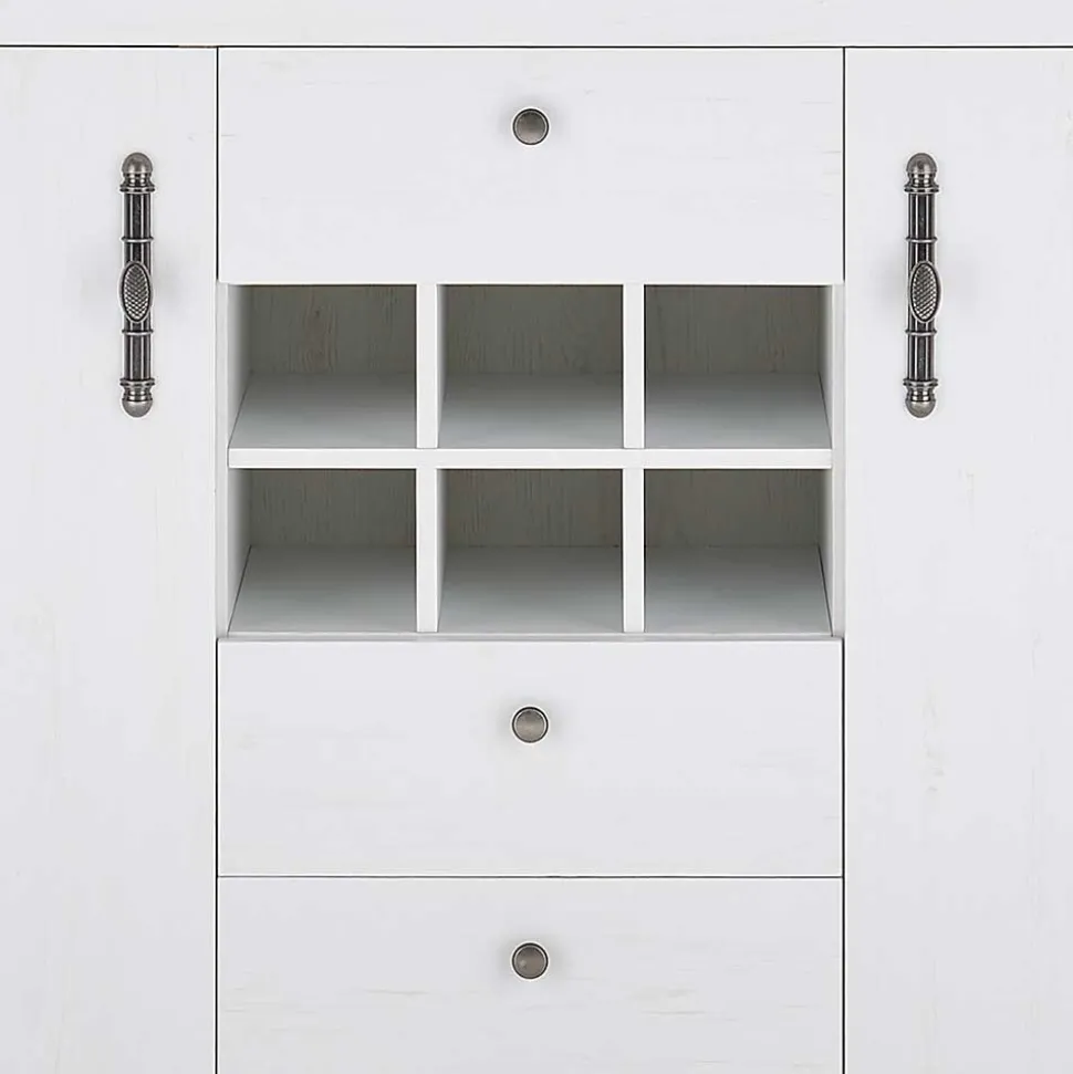 Esszimmermöbel Kombi in weißer Holzoptik Pinie - Liancos (vierteilig)