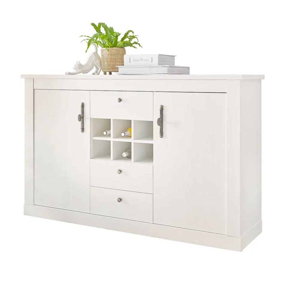 Esszimmermöbel Kombi in weißer Holzoptik Pinie - Liancos (vierteilig)