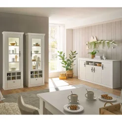 Esszimmerschrank Set in weißer Holzoptik Pinie - Liancos (dreiteilig)