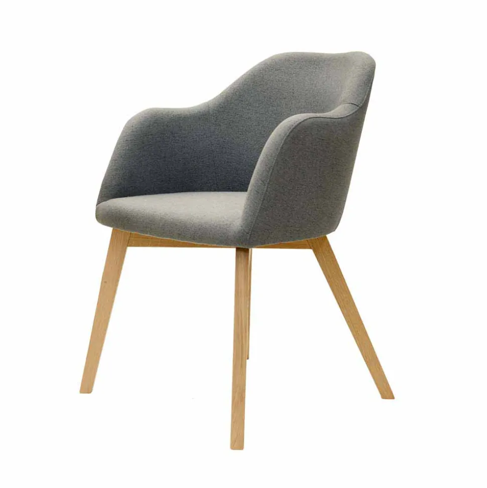Esszimmersessel mit Stoff in Grau Grosma & Holzgestell Eiche