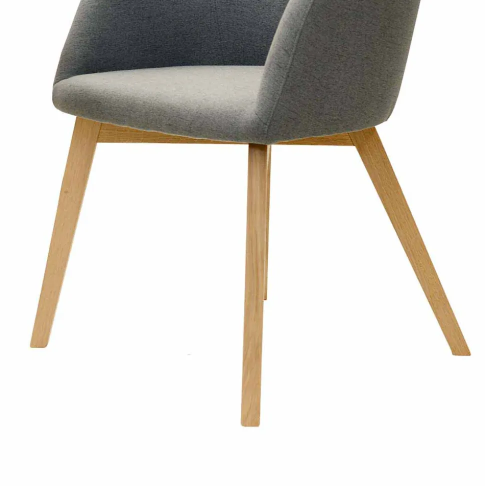 Esszimmersessel mit Stoff in Grau Grosma & Holzgestell Eiche