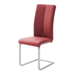 Esszimmerstuhl als Freischwinger in dunklem Rot Lioberta Kunstleder (4er Set)