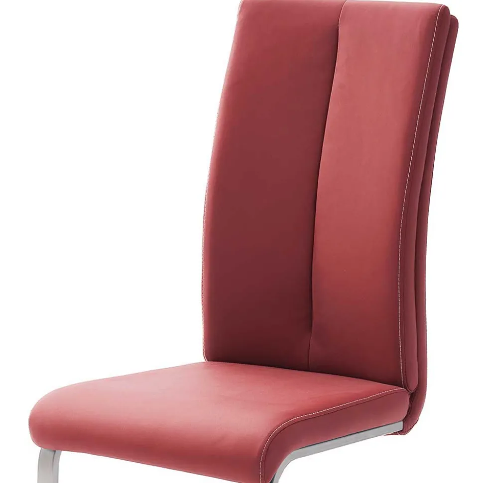 Esszimmerstuhl als Freischwinger in dunklem Rot Lioberta Kunstleder (4er Set)