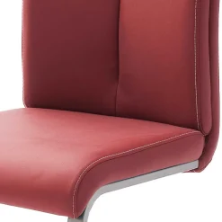 Esszimmerstuhl als Freischwinger in dunklem Rot Lioberta Kunstleder (4er Set)
