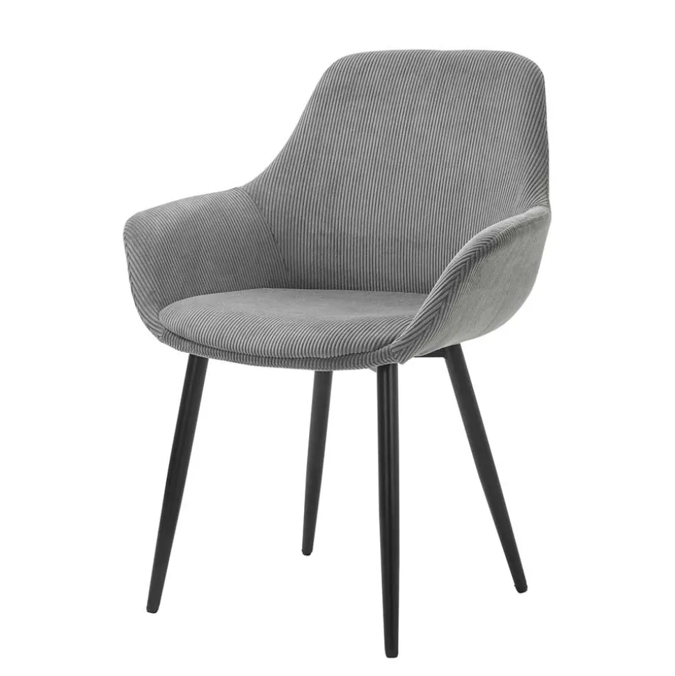 Esszimmerstuhl aus Cord in Grau - Culau (2er Set)