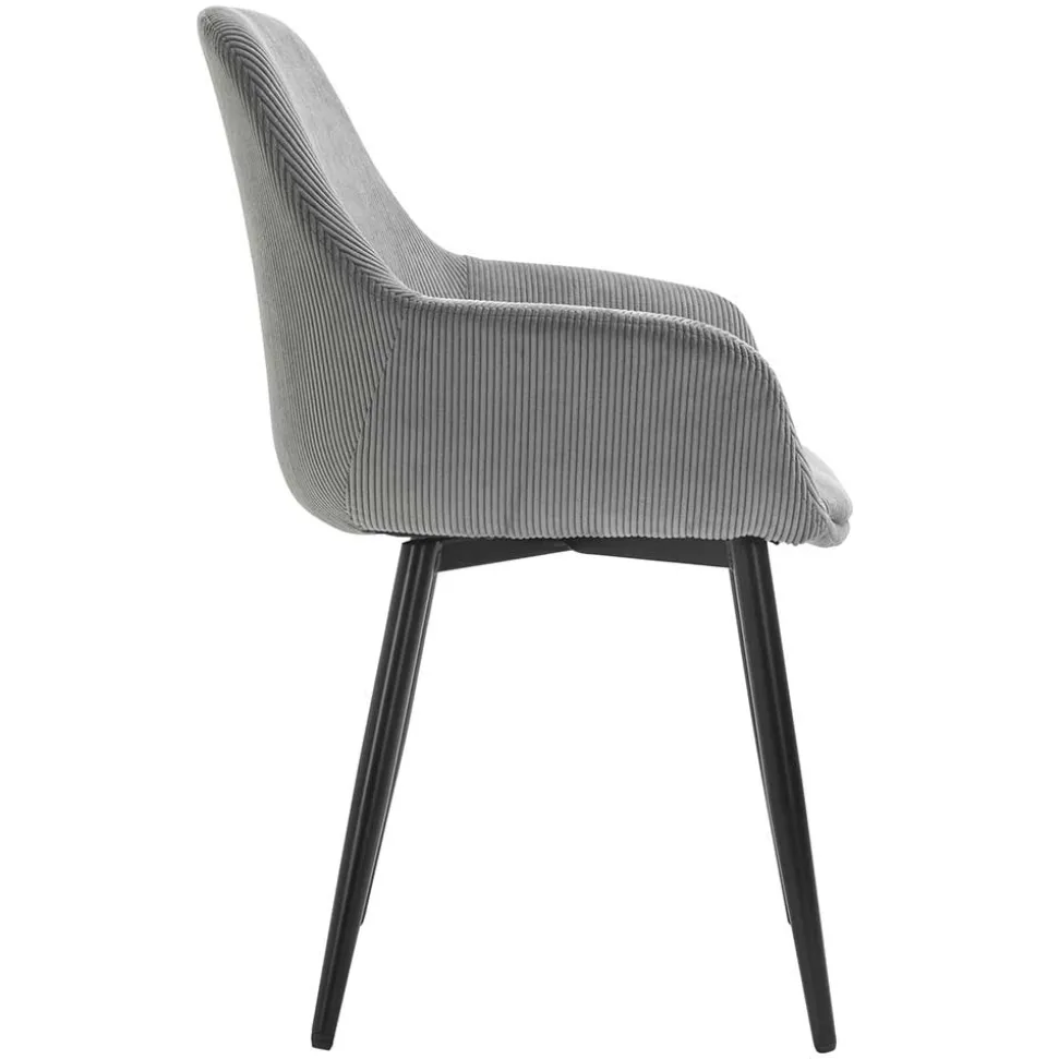 Esszimmerstuhl aus Cord in Grau - Culau (2er Set)