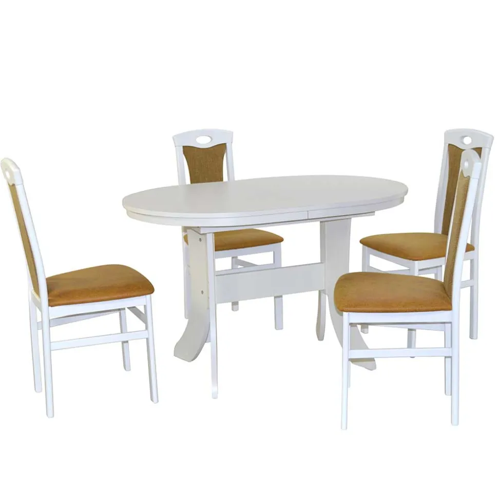 Esszimmertisch Gruppe in Weiß - Nemuro (fünfteilig)