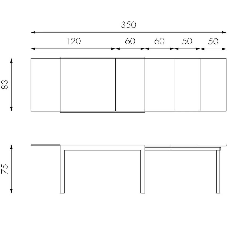 Esszimmertisch in Grau Florian ausziehbar von 120cm auf 350cm