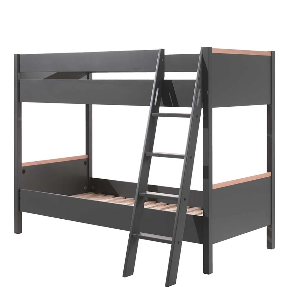 Etagenbett in Anthrazit mit Buche Natur - Feglio