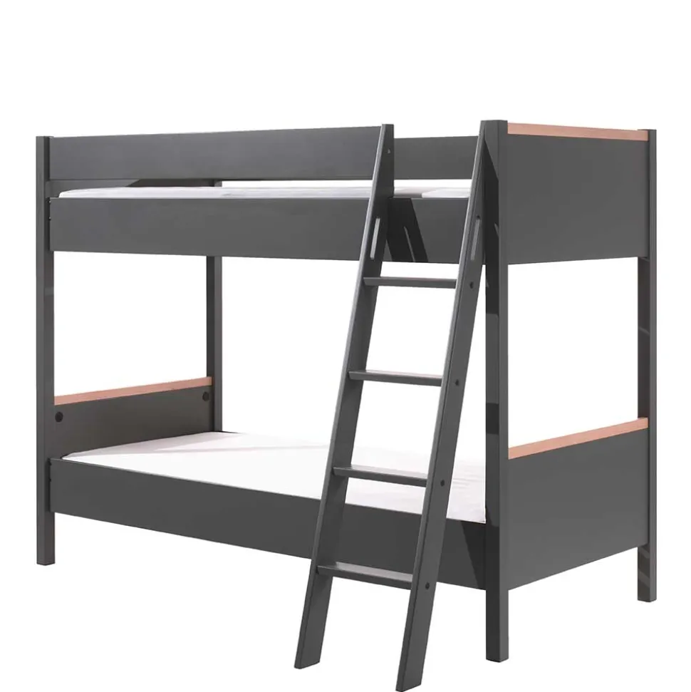 Etagenbett in Anthrazit mit Buche Natur - Feglio