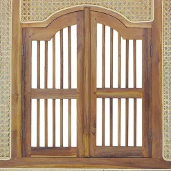 Ethno Style Spiegel aus Teak Holz & Rattan - Vilrada