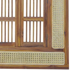 Ethno Style Spiegel aus Teak Holz & Rattan - Vilrada