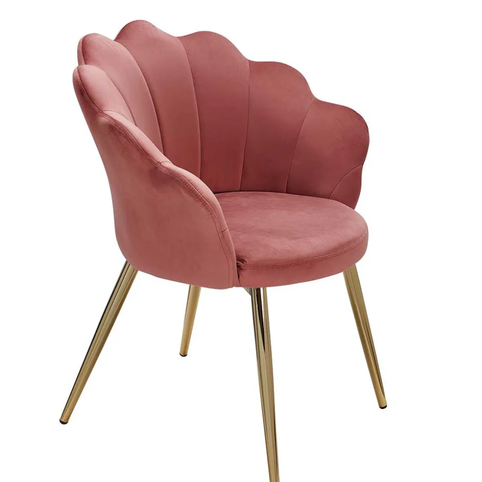 Extravaganter Armlehnenstuhl in Rosa Samt - Envus