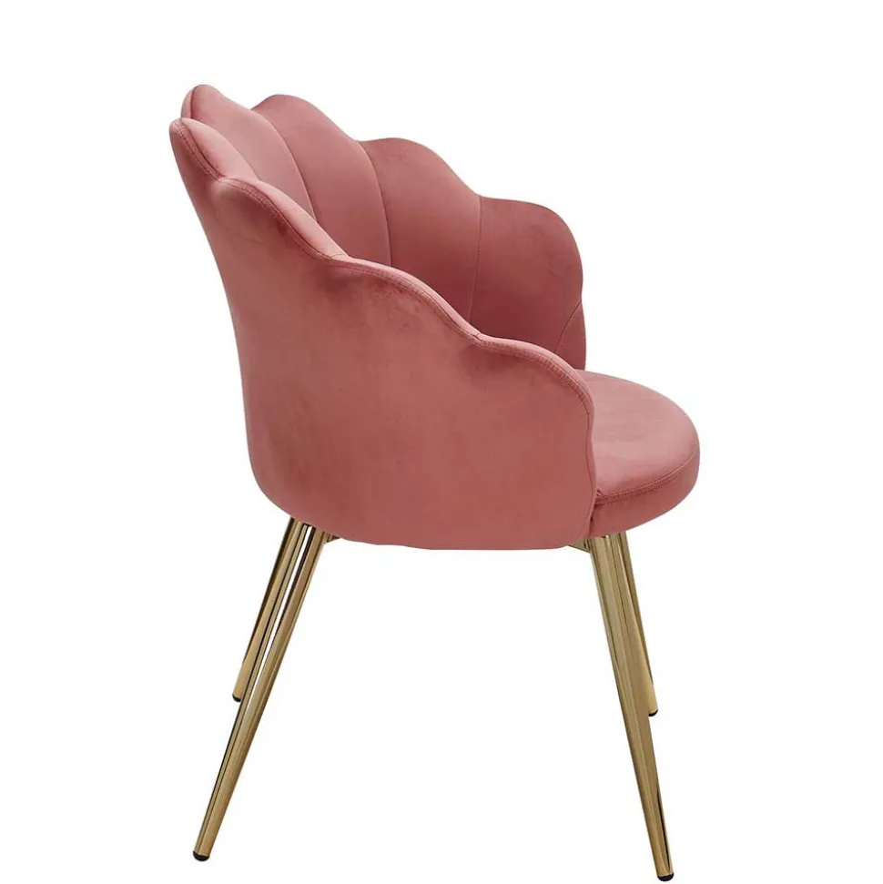 Extravaganter Armlehnenstuhl in Rosa Samt - Envus