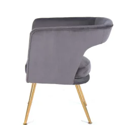 Extravaganter Samt Tischsessel in Grau & Gold - Ilfred