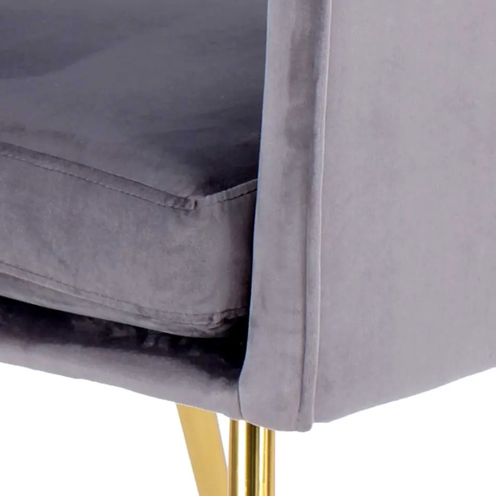 Extravaganter Samt Tischsessel in Grau & Gold - Ilfred