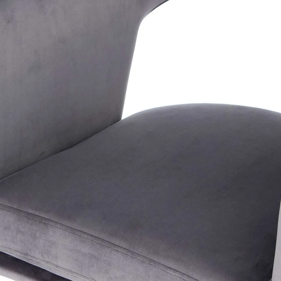 Extravaganter Samt Tischsessel in Grau & Gold - Ilfred