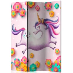 Faltbarer Paravent mit Einhorn & Blumen Motiv - Odangelo