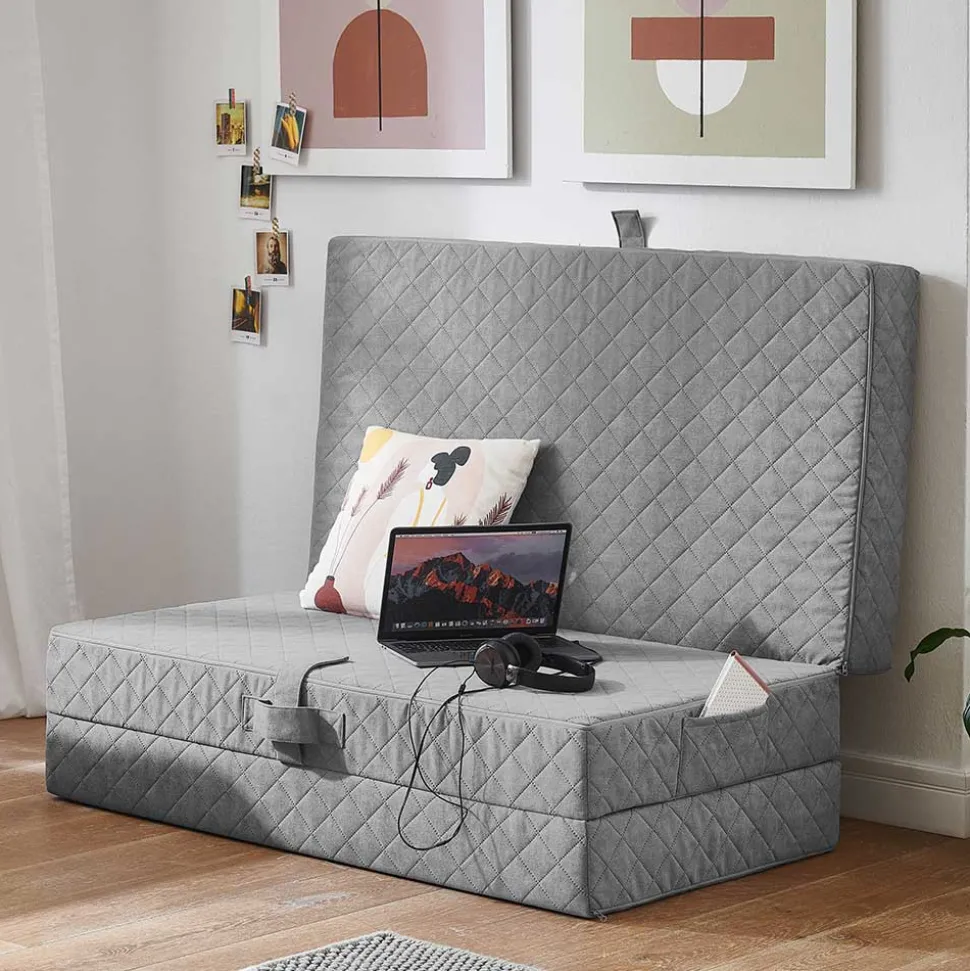 Faltmatratze Polsterhocker in Grau Stoff - Samba