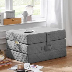 Faltmatratze Polsterhocker in Grau Stoff - Samba