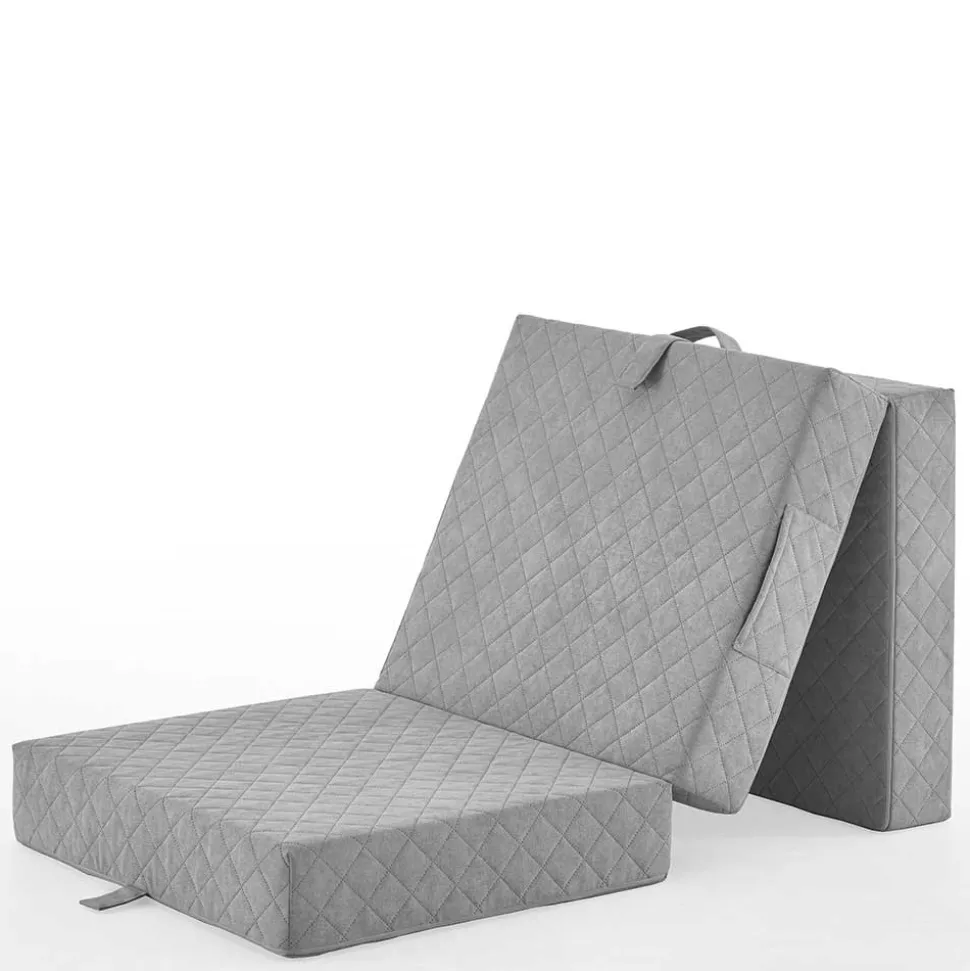 Faltmatratze Polsterhocker in Grau Stoff - Samba
