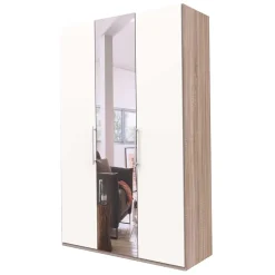 Falttüren Schlafzimmerschrank in Weiß mit Spiegel - Vaclyn