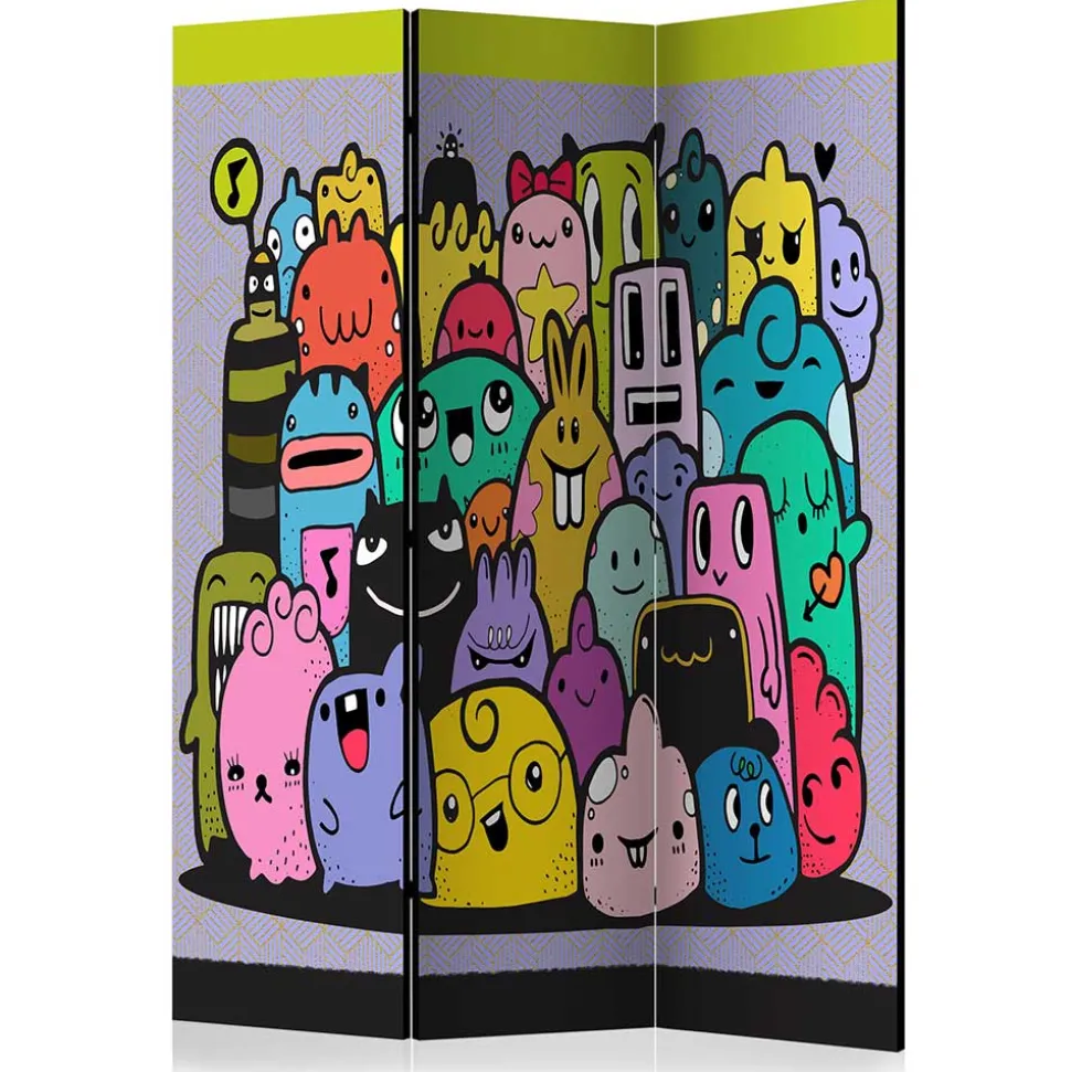 Farbenfroher Paravent mit süßen Comic Monstern - Feradila