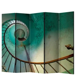 Farbig bedruckter Paravent mit Motiv Wendeltreppe - Eprisa