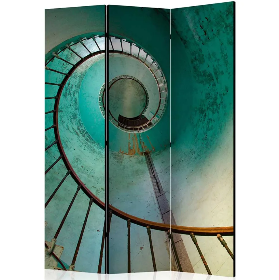 Farbig bedruckter Paravent mit Motiv Wendeltreppe - Eprisa