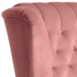 Federkern-Ohrensessel in Rosa und Nussbaum Braun - Masiela