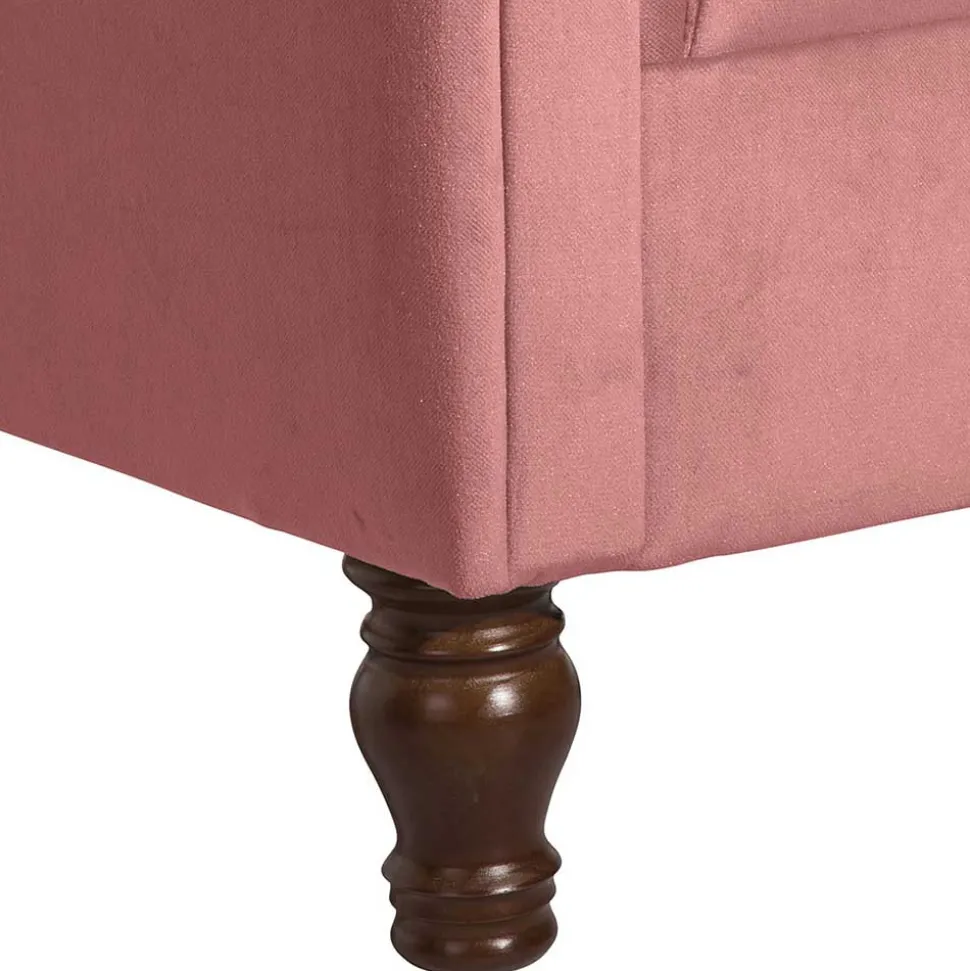 Federkern-Ohrensessel in Rosa und Nussbaum Braun - Masiela