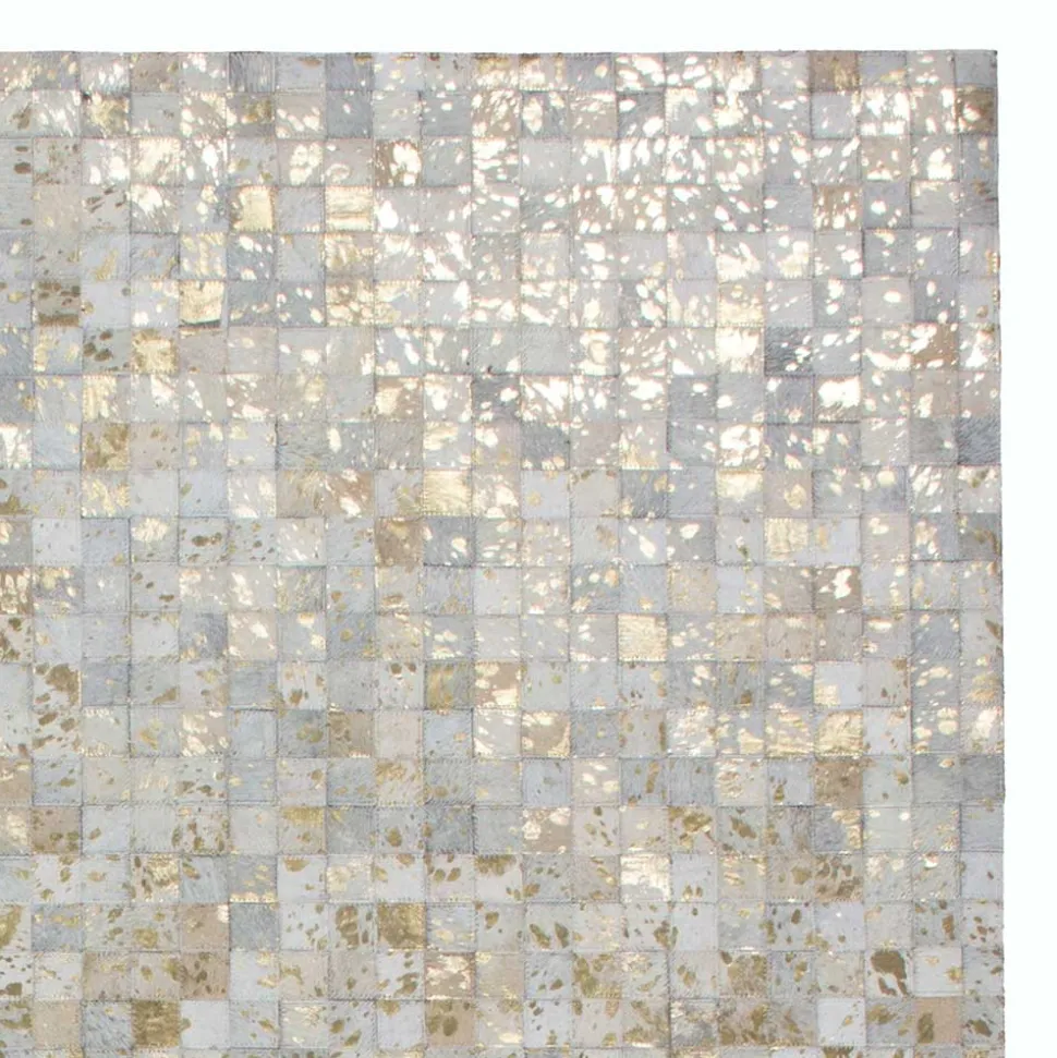 Fellteppich im Patchwork Design mit Gold Akzenten - Fakoa