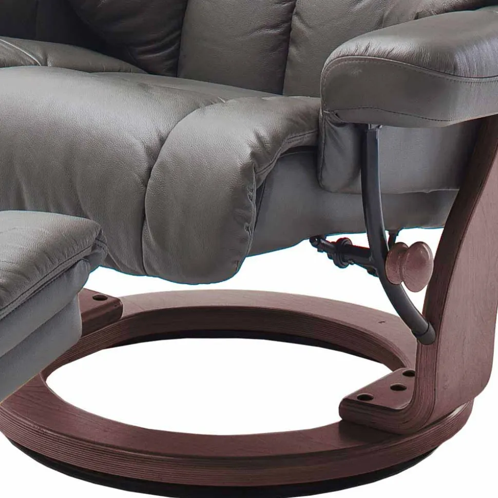 Fernsehsessel mit Relaxfunktion in Leder Schlammfarben Vihanna mit Hocker (zweiteilig)