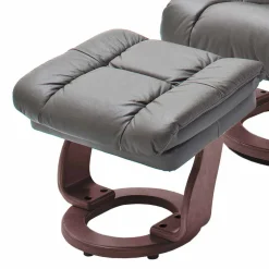 Fernsehsessel mit Relaxfunktion in Leder Schlammfarben Vihanna mit Hocker (zweiteilig)