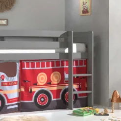 Feuerwehr Kinderzimmer Hochbett in Grau - Ernezza