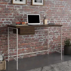 Filigraner Schreibtisch in Walnuss Optik & Weiß - Meskus