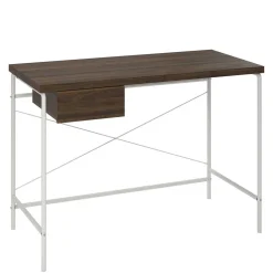 Filigraner Schreibtisch in Walnuss Optik & Weiß - Meskus