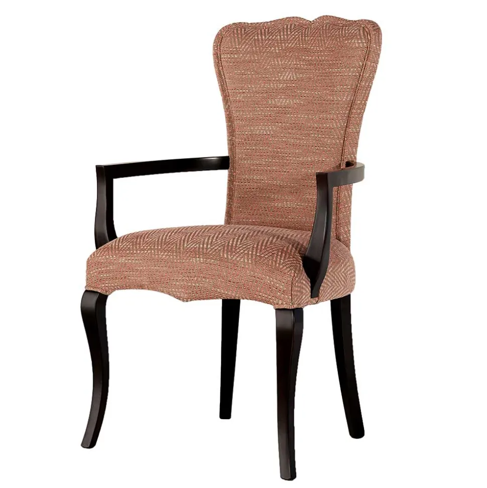 Fischgrät Armlehnenstuhl in Altrosa Strukturstoff - Salut